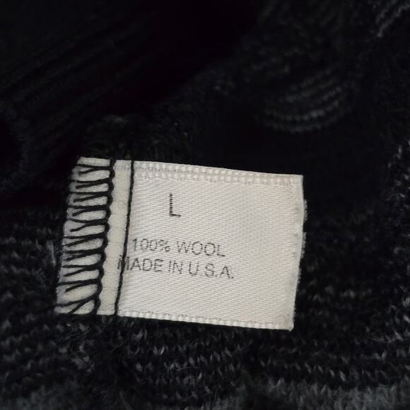 Vtg St. Croix  Men's Wool Sweater Sz L Black Geometric Minimalist Old Money - Picture 8 of 10